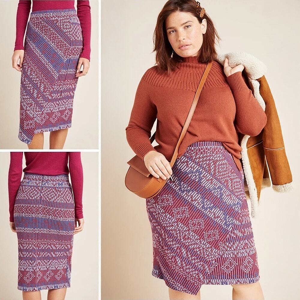 Anthropologie Maeve Carolina Knit Midi Pencil Skirt - XL - New